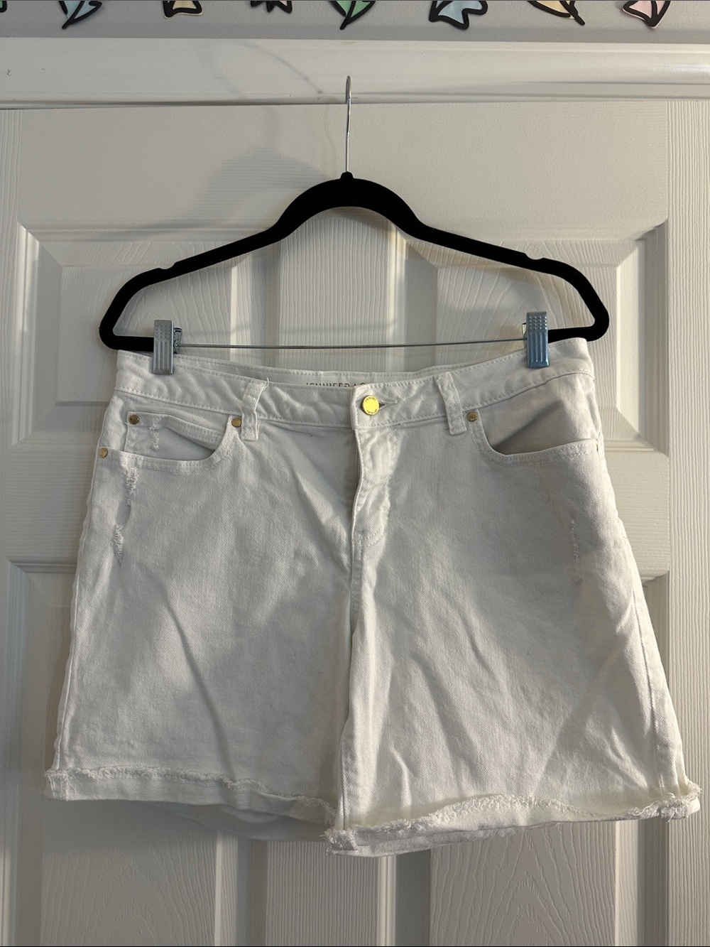 Jennifer Lopez White Denim Jean Shorts